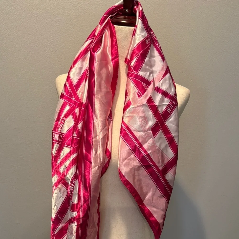 Avon vintage breast cancer in it to win it large satin scarf EUC